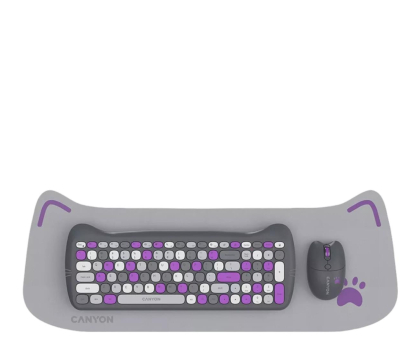 Zestaw (Mysz + Klawiatura) CANYON Zestaw klawiatura i mysz HSET-W6 Violet z podkładką CNS-HSETW6VT